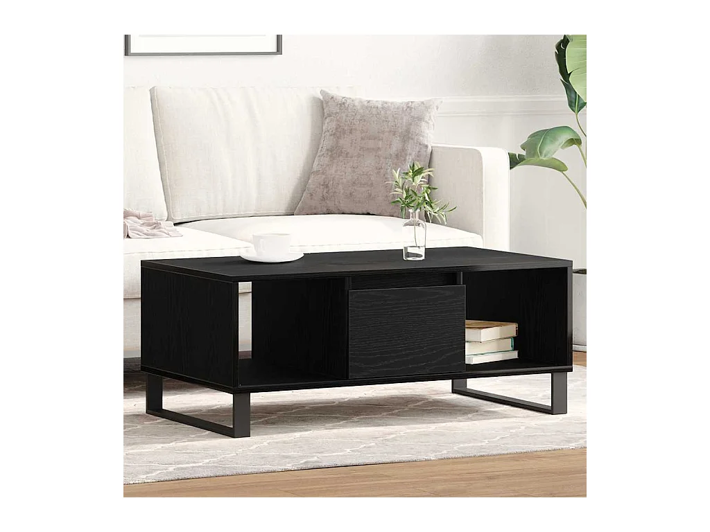 Mesa de Centro with Drawer Carvalho preto 90 x 50 x 36.5 cm