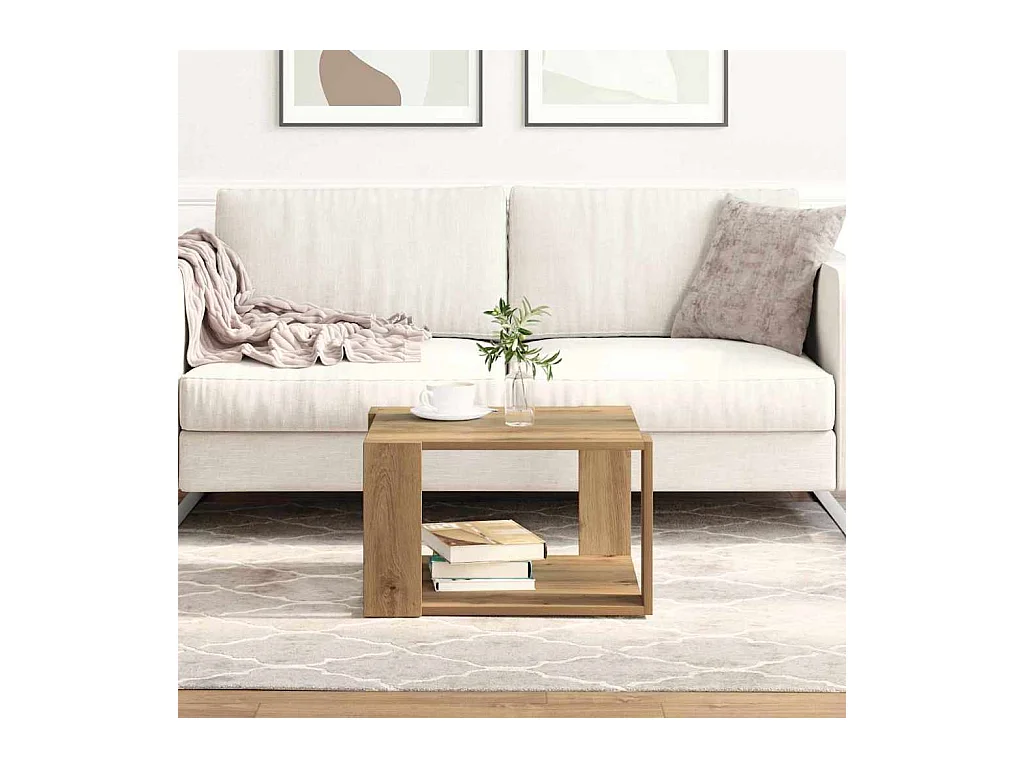 Table basse chêne artisanal 51.5 x 51.5 x 30 cm