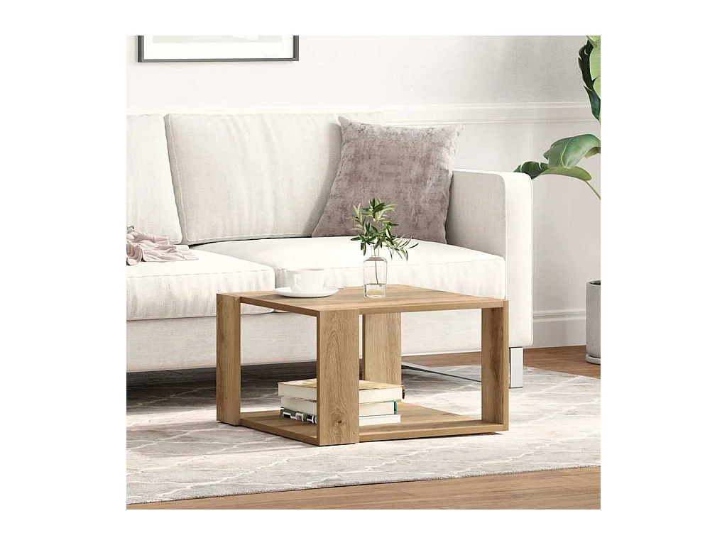 Table basse chêne artisanal 51.5 x 51.5 x 30 cm