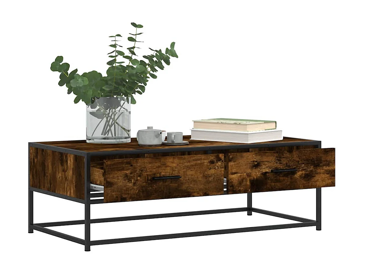 Mesa de centro 100x50x35cm deriv. madeira/metal carvalho fumado