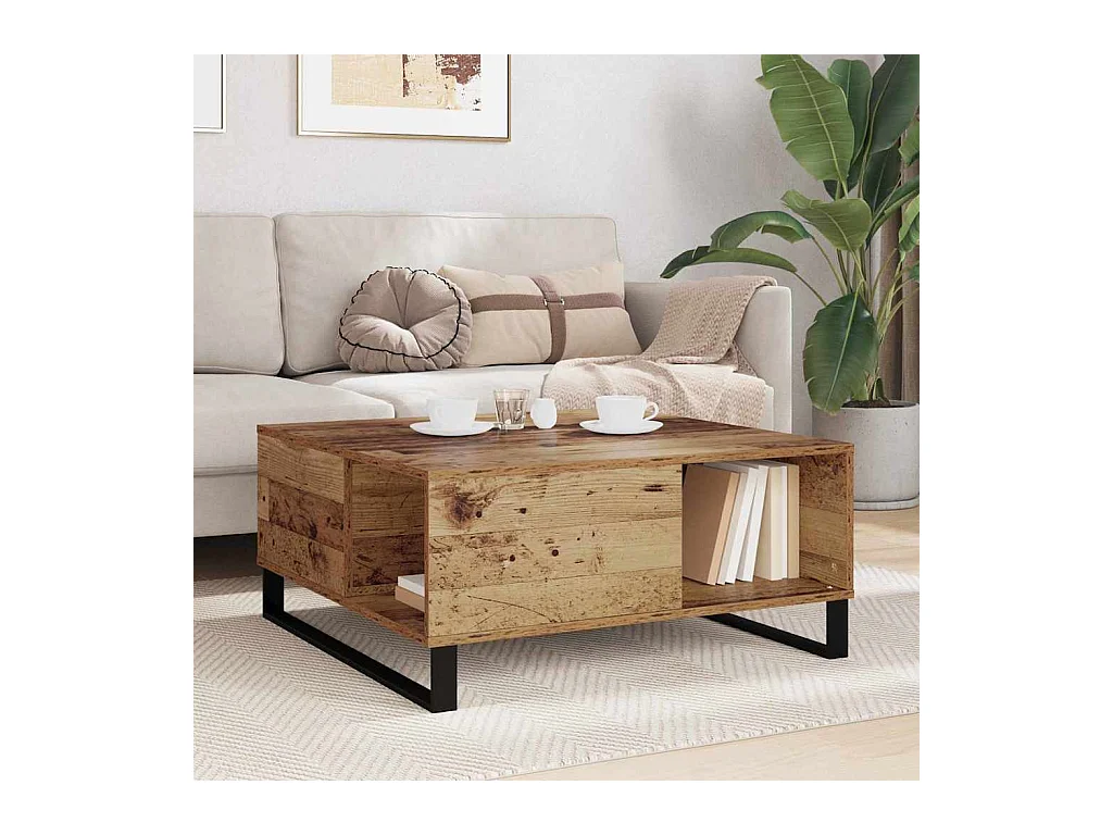 Table basse Bois ancien 80 x 80 x 36,5 cm Bois d'ingénierie