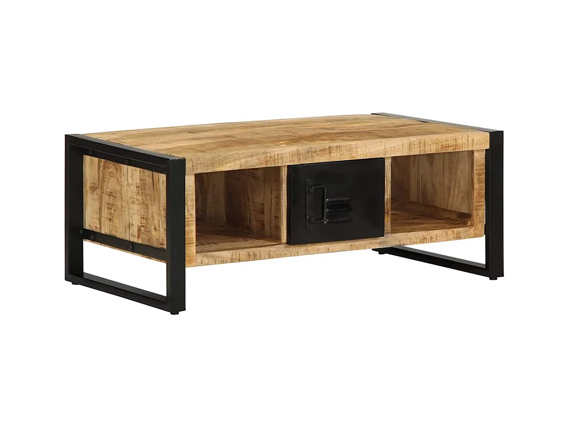 Mesa de centro de madera maciza de mango rugosa 90x50x36 cm
