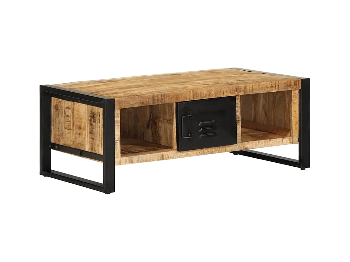 Mesa de centro de madera maciza de mango rugosa 90x50x36 cm