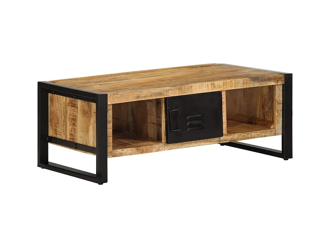 Mesa de centro de madera maciza de mango rugosa 90x50x36 cm