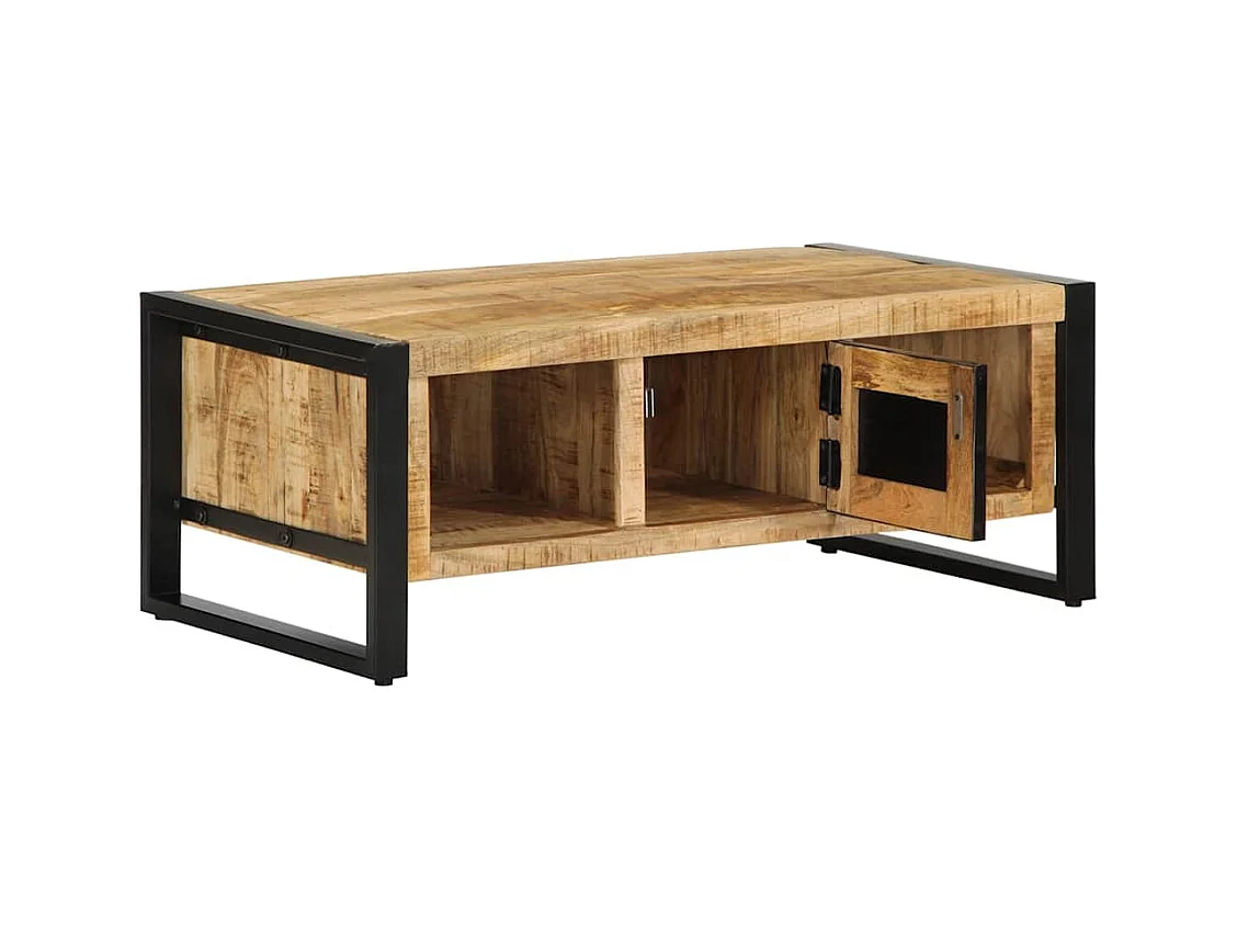Mesa de centro de madera maciza de mango rugosa 90x50x36 cm