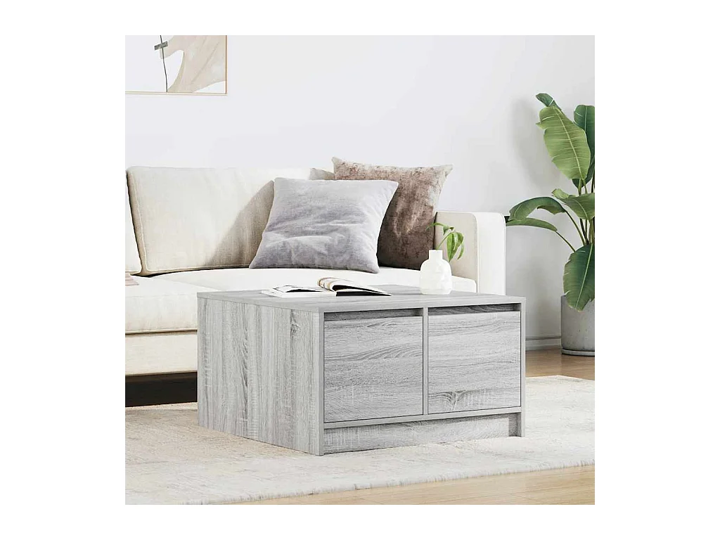 Mesa de centro com gavetas 70,5x70x40 cm sonoma cinzento