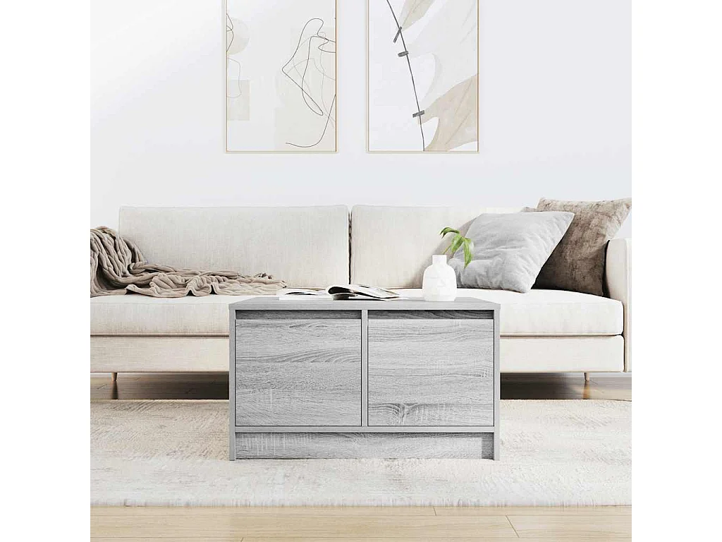 Mesa de centro com gavetas 70,5x70x40 cm sonoma cinzento