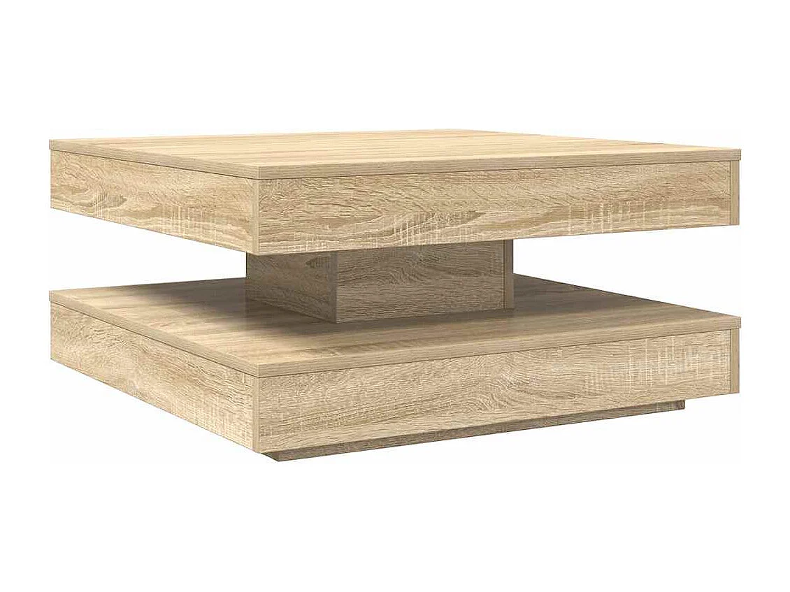Table basse rotative à 360 degrés chêne sonoma 70x70x34,5 cm