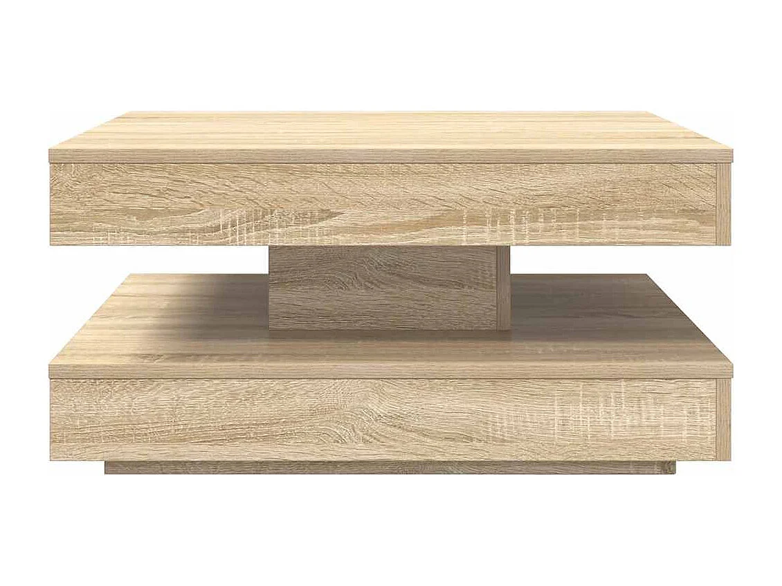 Table basse rotative à 360 degrés chêne sonoma 70x70x34,5 cm