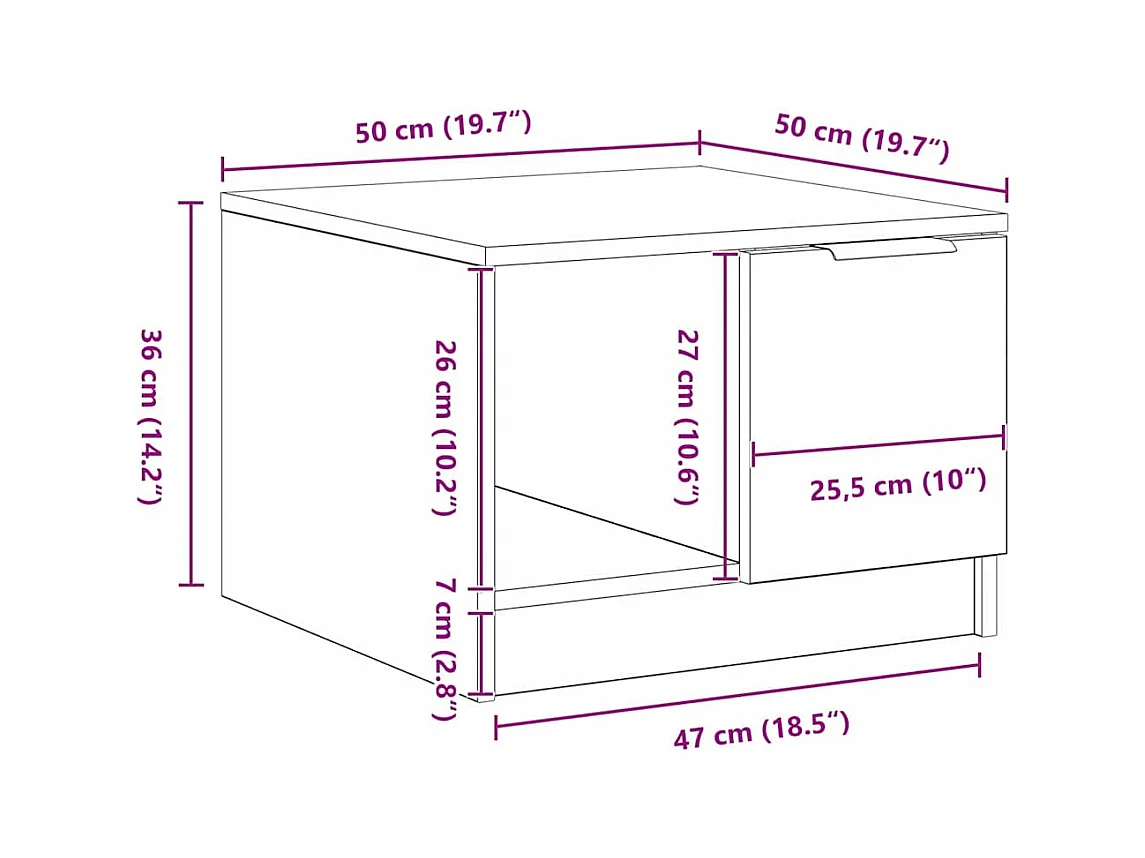 Table basse Chêne noir 50 x 50 x 36 cm Bois d'ingénierie