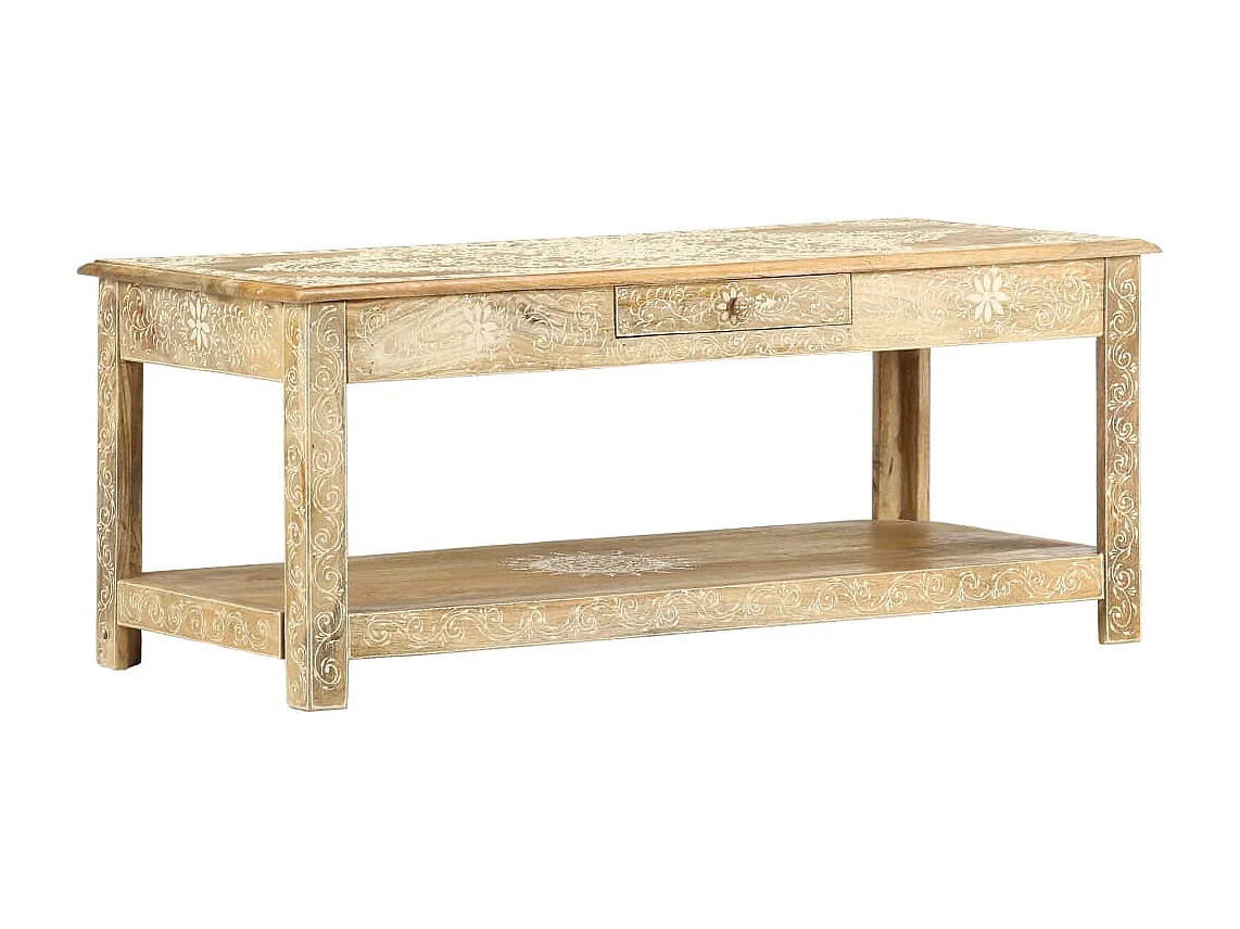 Salontafel handgeschilderd 110x50x45 cm massief mangohout
