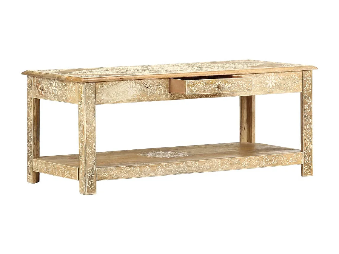 Salontafel handgeschilderd 110x50x45 cm massief mangohout