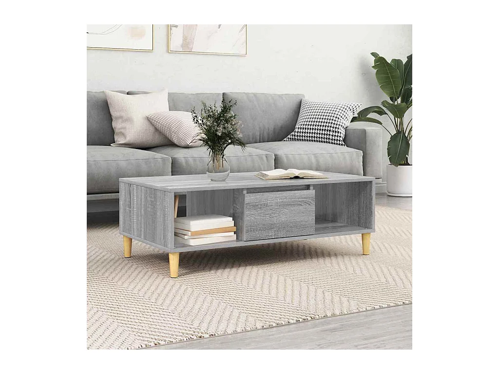Table basse Sonoma gris 103,5 x 60 x 35 cm Bois d'ingénierie
