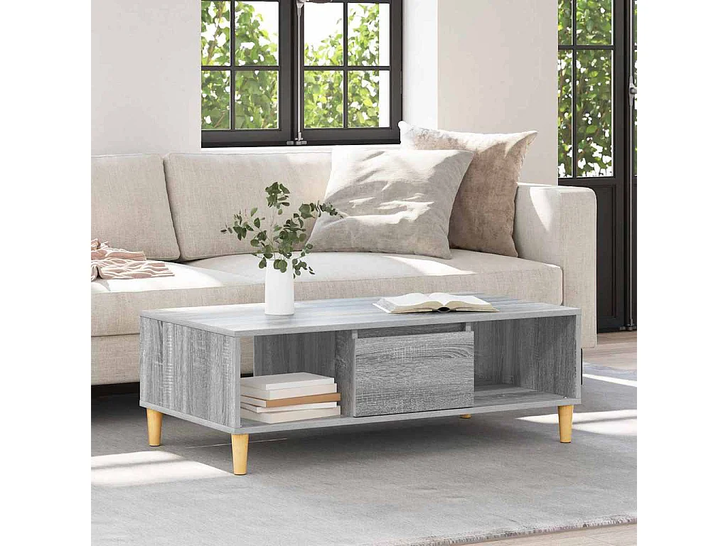 Table basse Sonoma gris 103,5 x 60 x 35 cm Bois d'ingénierie