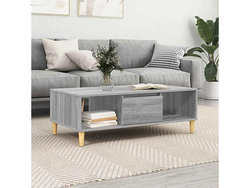 Table basse Sonoma gris 103,5 x 60 x 35 cm Bois d'ingénierie