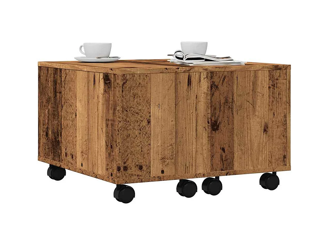 Mesa de centro madera de ingeniería envejecida 60x60x38 cm