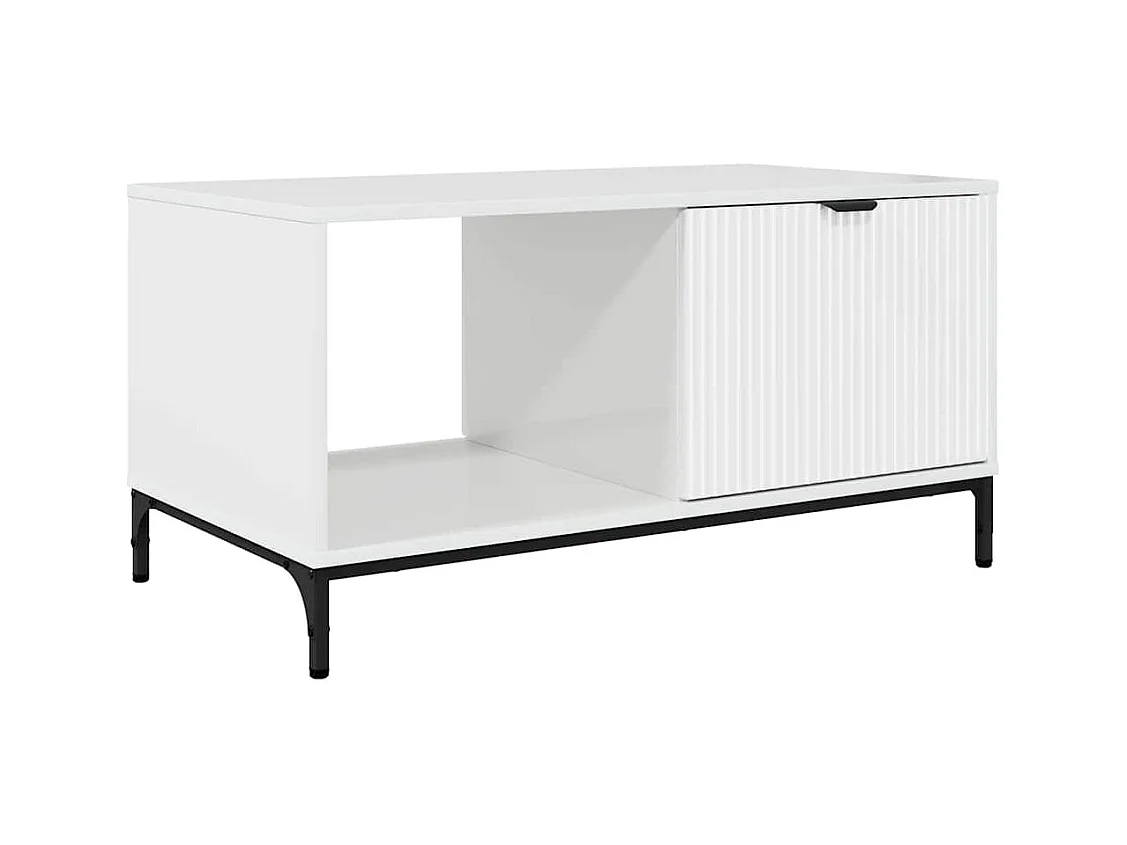 Table basse Blanc brillant 90 x 49 x 46 cm Bois d'ingénierie