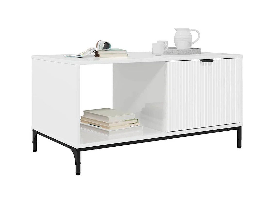 Table basse Blanc brillant 90 x 49 x 46 cm Bois d'ingénierie