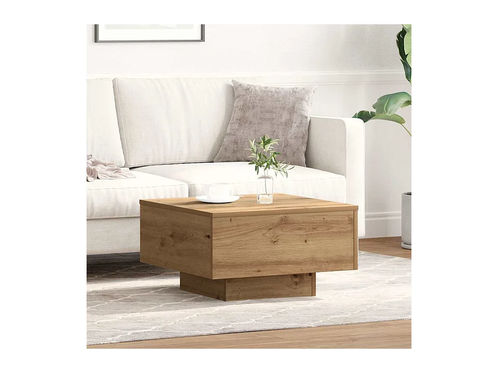 Table basse chêne artisanal 55 x 55 x 31 cm Bois d'ingénierie