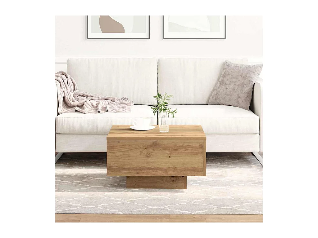 Table basse chêne artisanal 55 x 55 x 31 cm Bois d'ingénierie