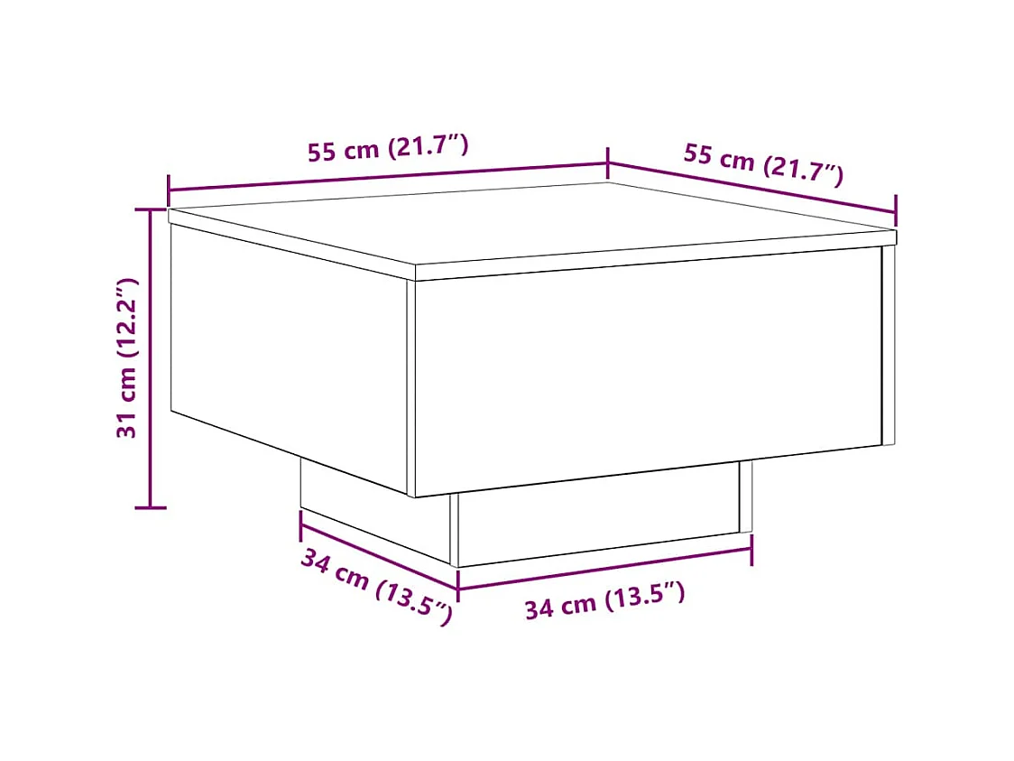 Table basse chêne artisanal 55 x 55 x 31 cm Bois d'ingénierie
