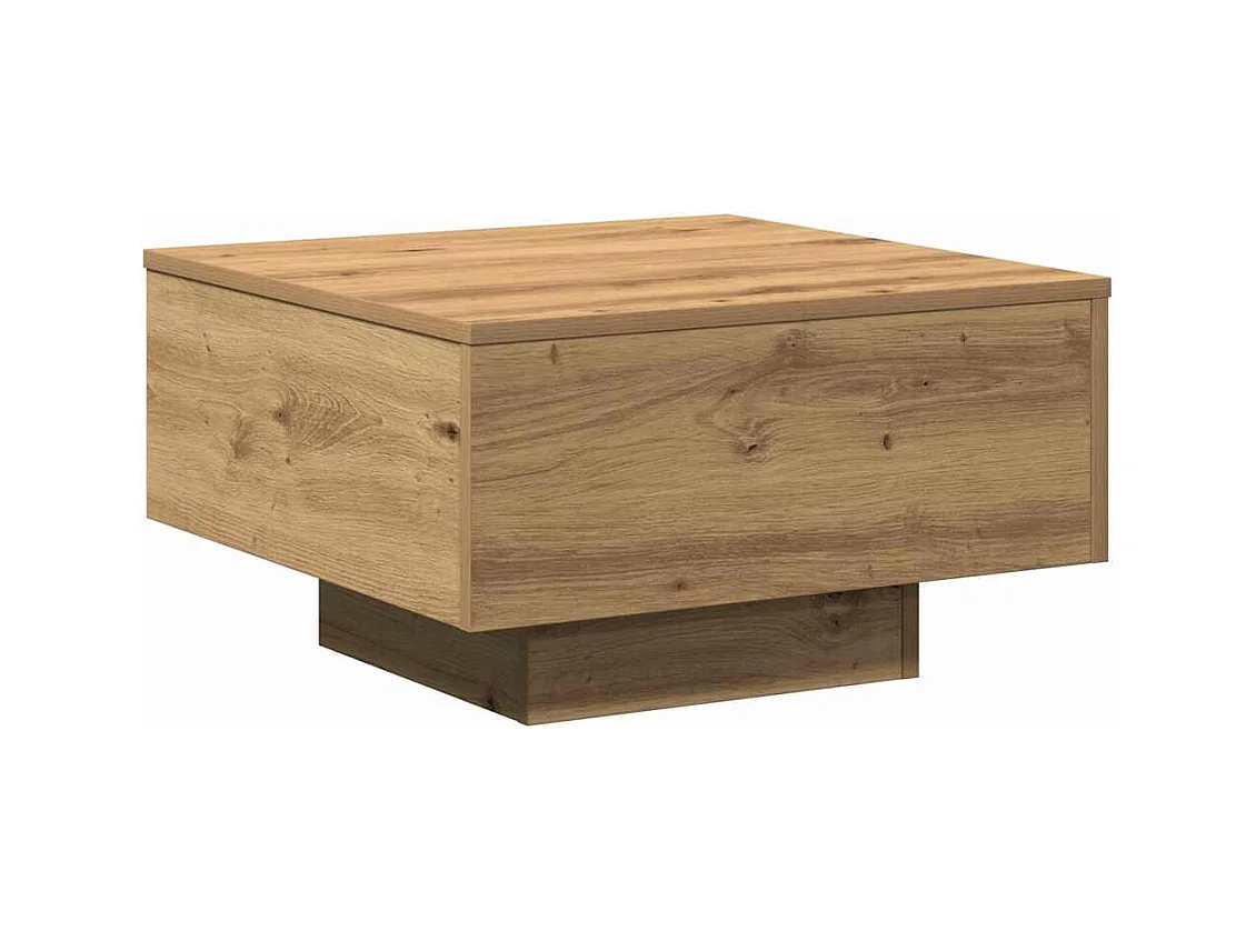 Salontafel artisanaal eikenkleurig 55 x 55 x 31 cm Bewerkt hout