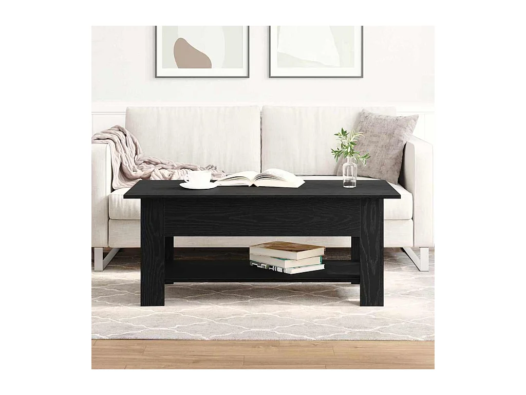 Salontafel Zwart eiken 102 x 55 x 42 cm Bewerkt hout