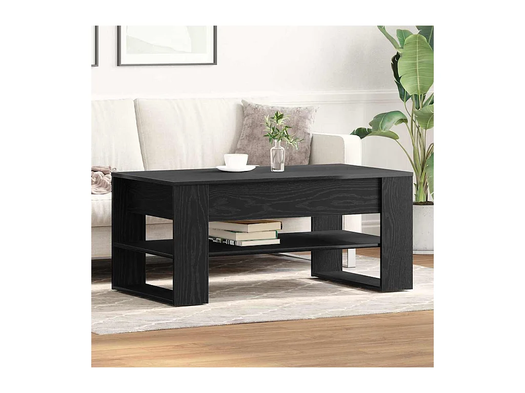 Mesa de Café Roble negro 102 x 55 x 45 cm Madera contrachapada