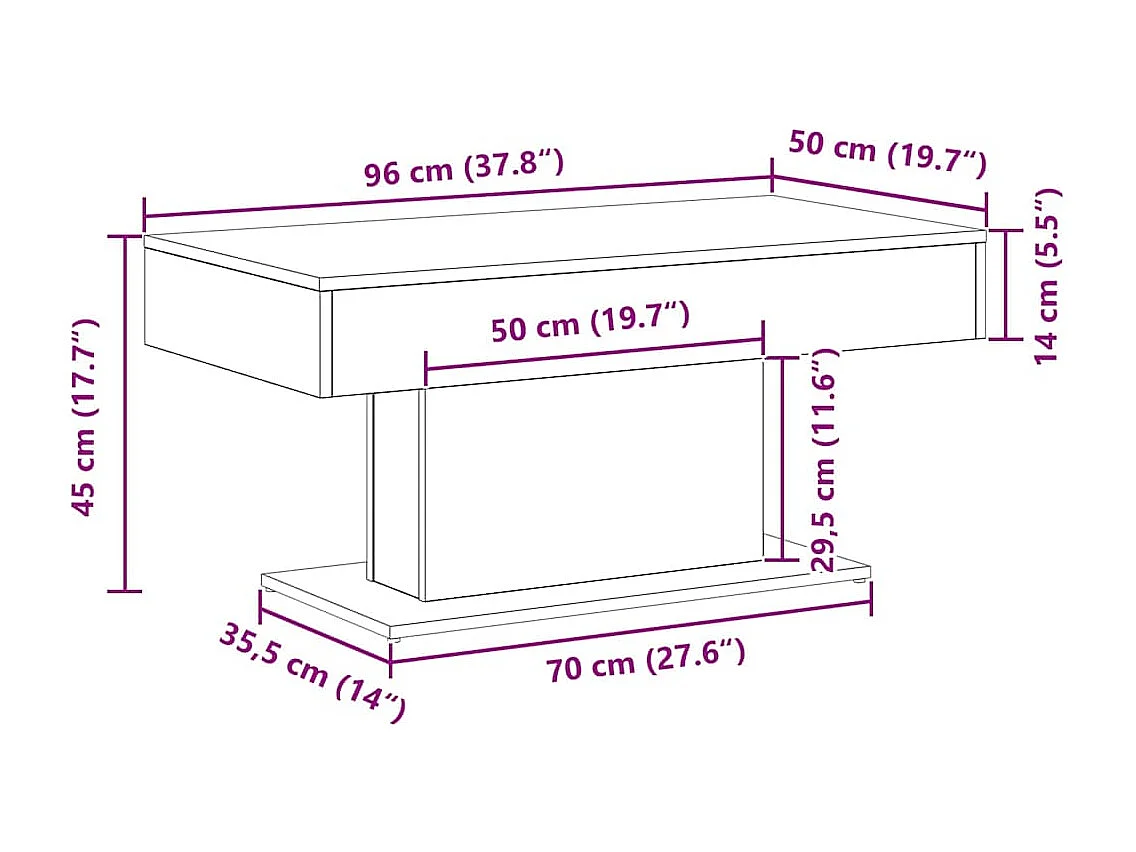 Table basse Chêne noir 96 x 50 x 45 cm Bois d'ingénierie