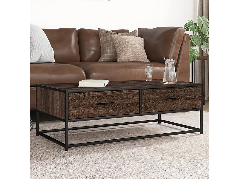 Mesa centro 100x50x35 cm deriv. madeira/metal carvalho castanho