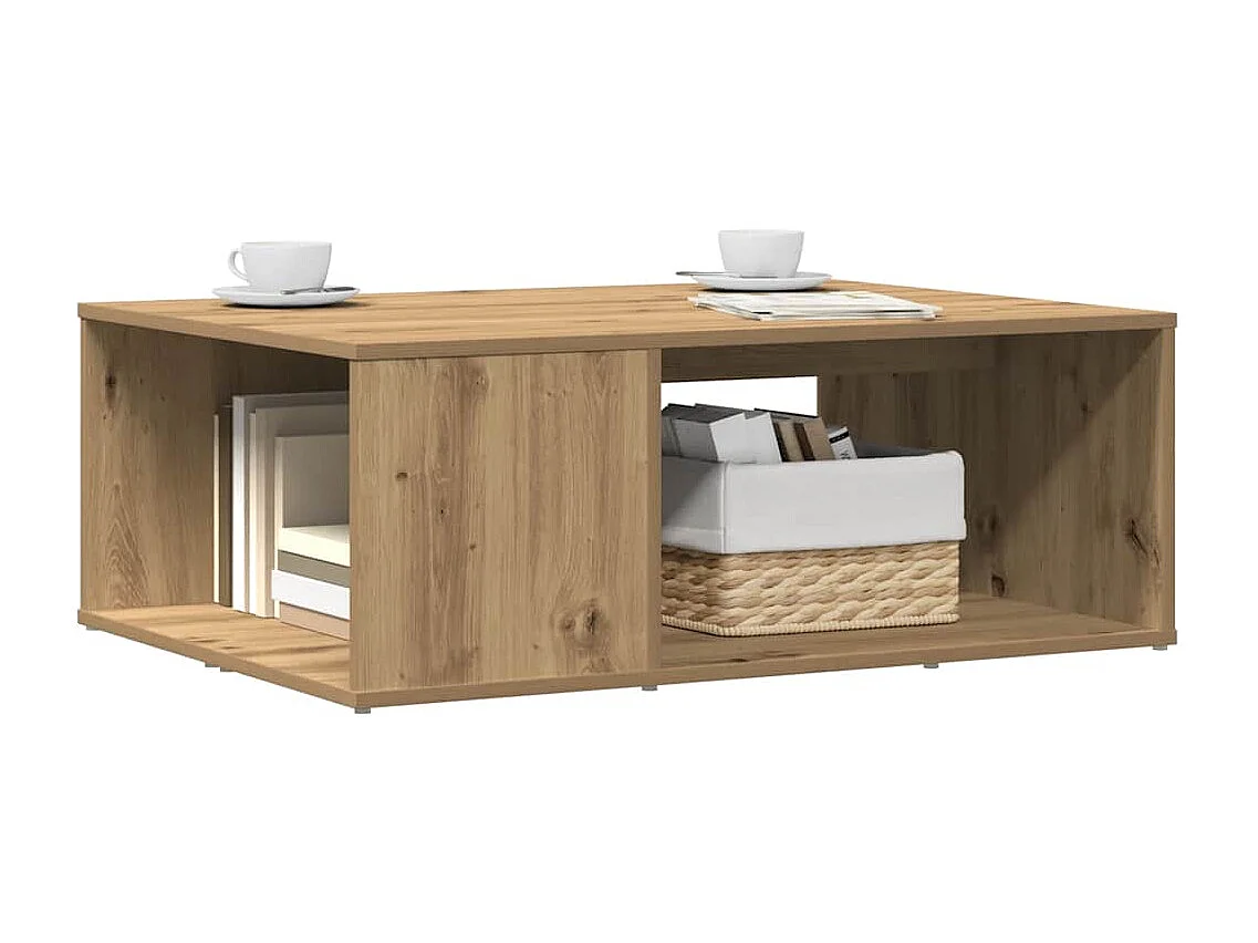 Table basse chêne artisanal 90x67x33 cm bois d'ingénierie