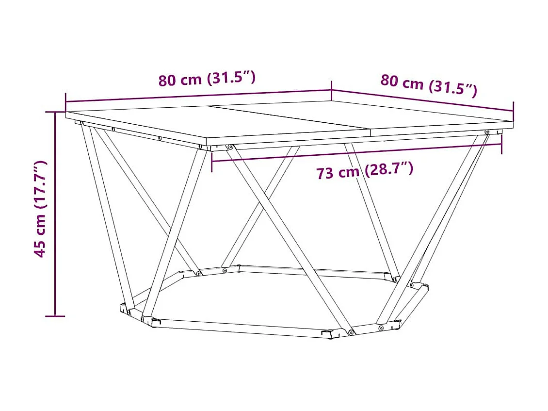 Table basse Chêne sonoma 80 x 80 x 45 cm
