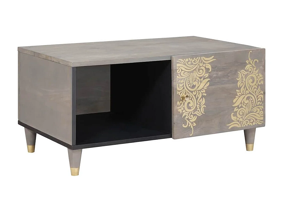 Table basse Gris 80 x 50 x 40 cm bois de manguier massif