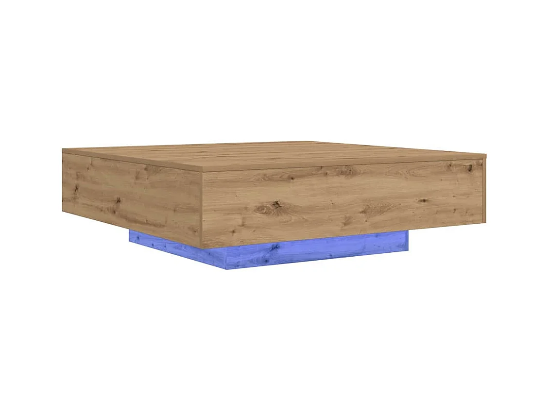 Table Basse chêne artisanal 100 x 100 x 31 cm Bois d'ingénierie