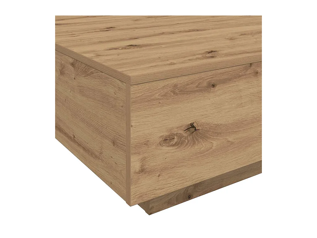 Table Basse chêne artisanal 100 x 100 x 31 cm Bois d'ingénierie