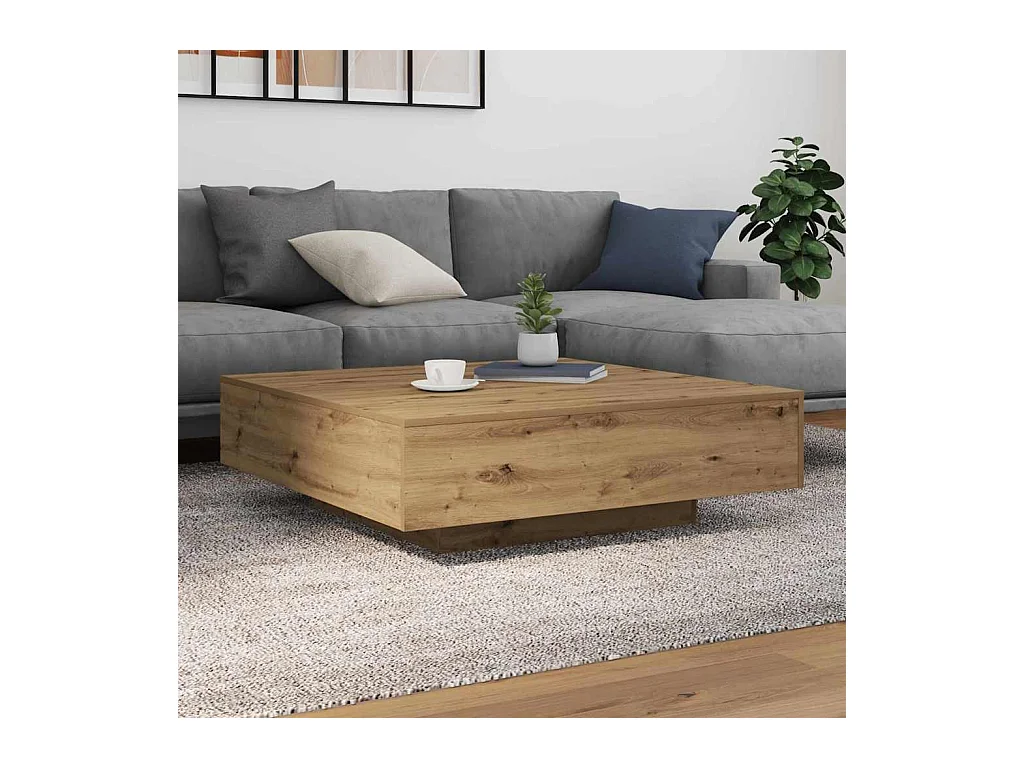 Salontafel artisanaal eikenkleurig 100 x 100 x 31 cm