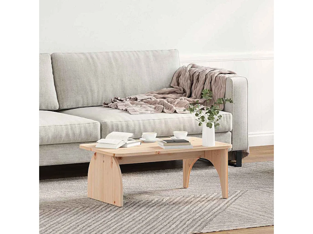 Mesa de Café Natural 80 x 50 x 31 cm Madera maciza de pino