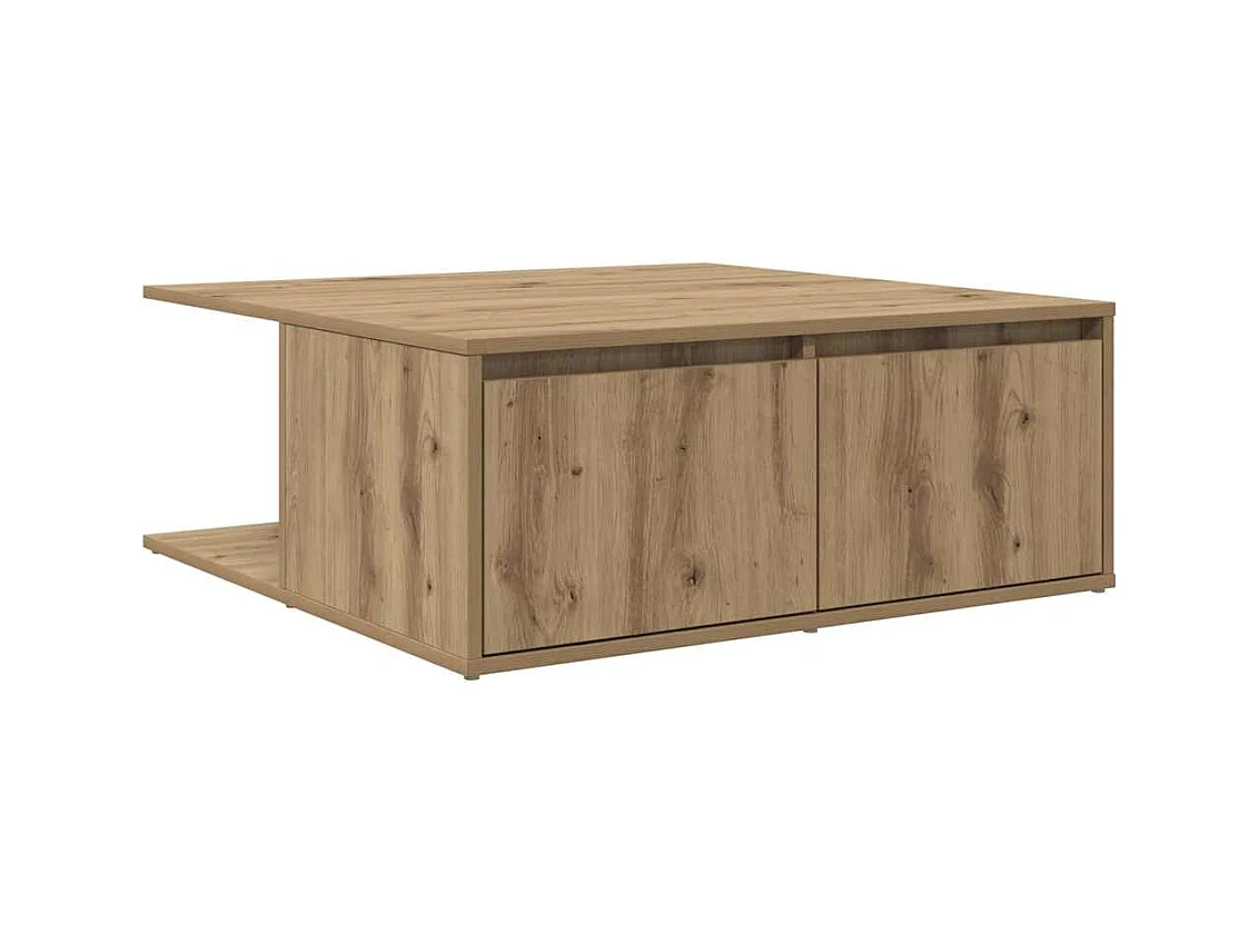 Table basse chêne artisanal 80 x 80 x 31 cm Bois d'ingénierie