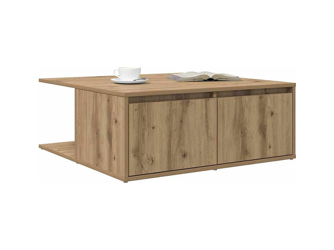 Table basse chêne artisanal 80 x 80 x 31 cm Bois d'ingénierie