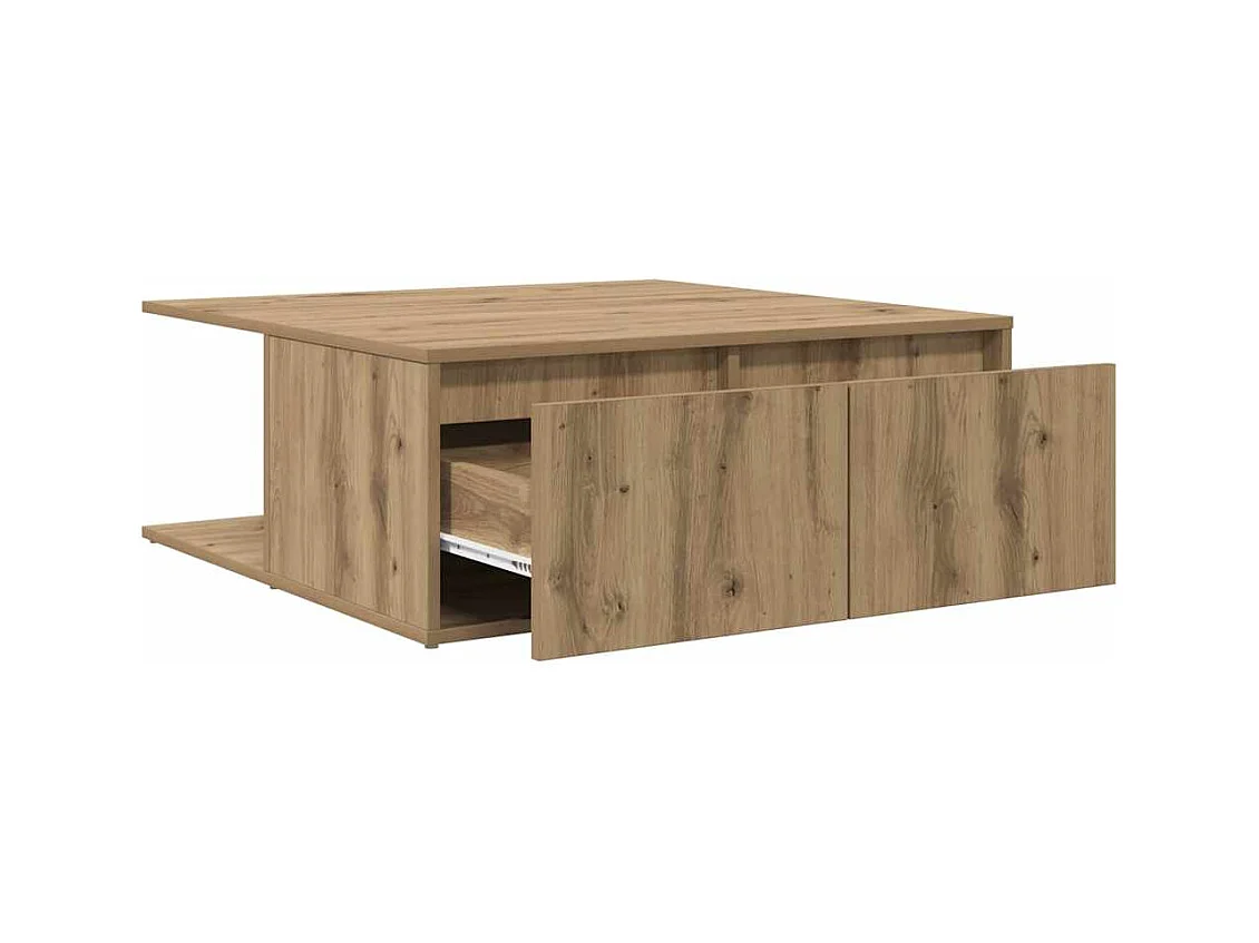 Table basse chêne artisanal 80 x 80 x 31 cm Bois d'ingénierie