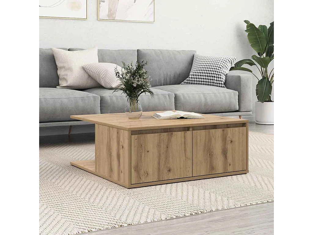 Mesa de Café Roble artisan 80 x 80 x 31 cm Madera contrachapada