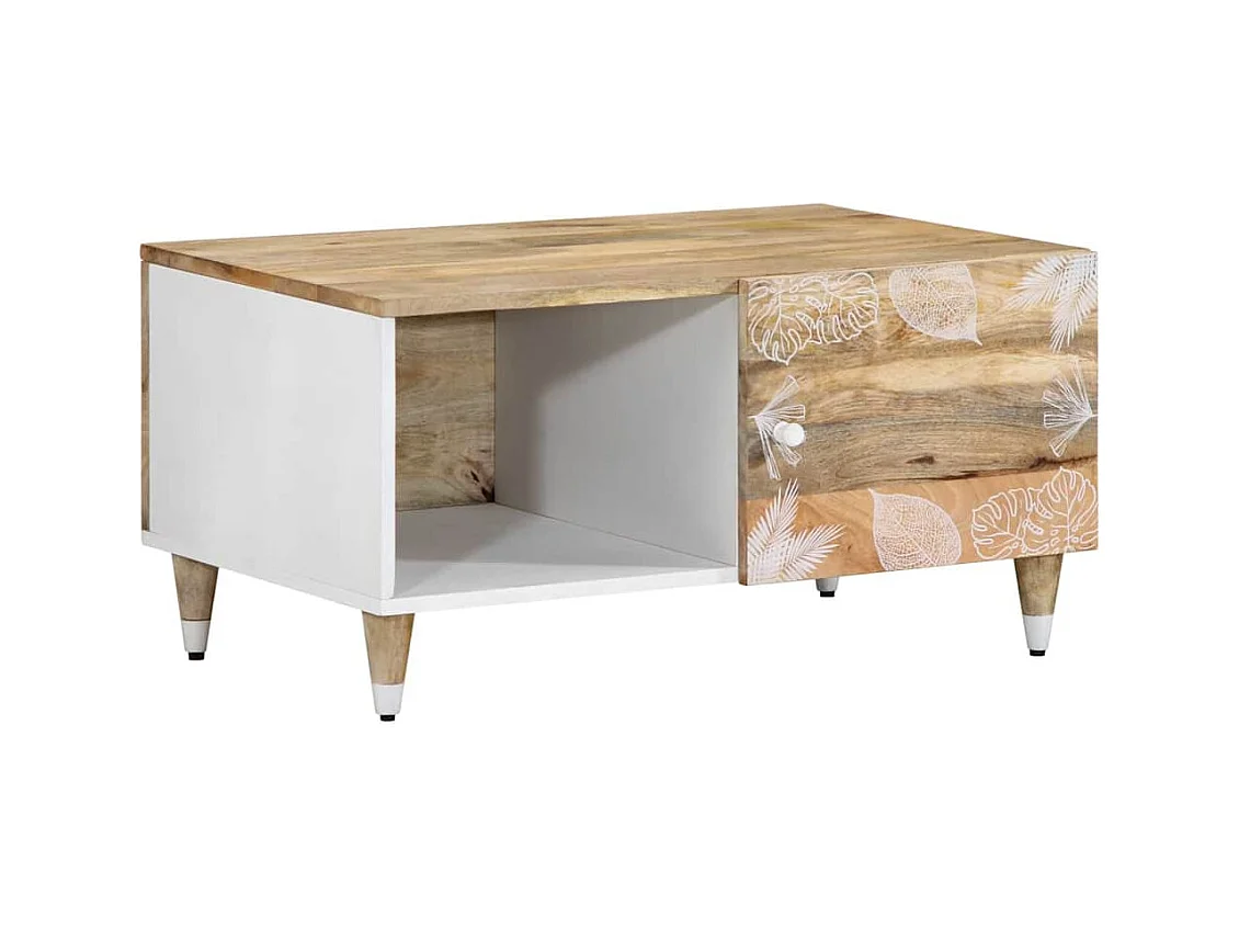 Mesa de centro de madera maciza de mango 80x50x40 cm
