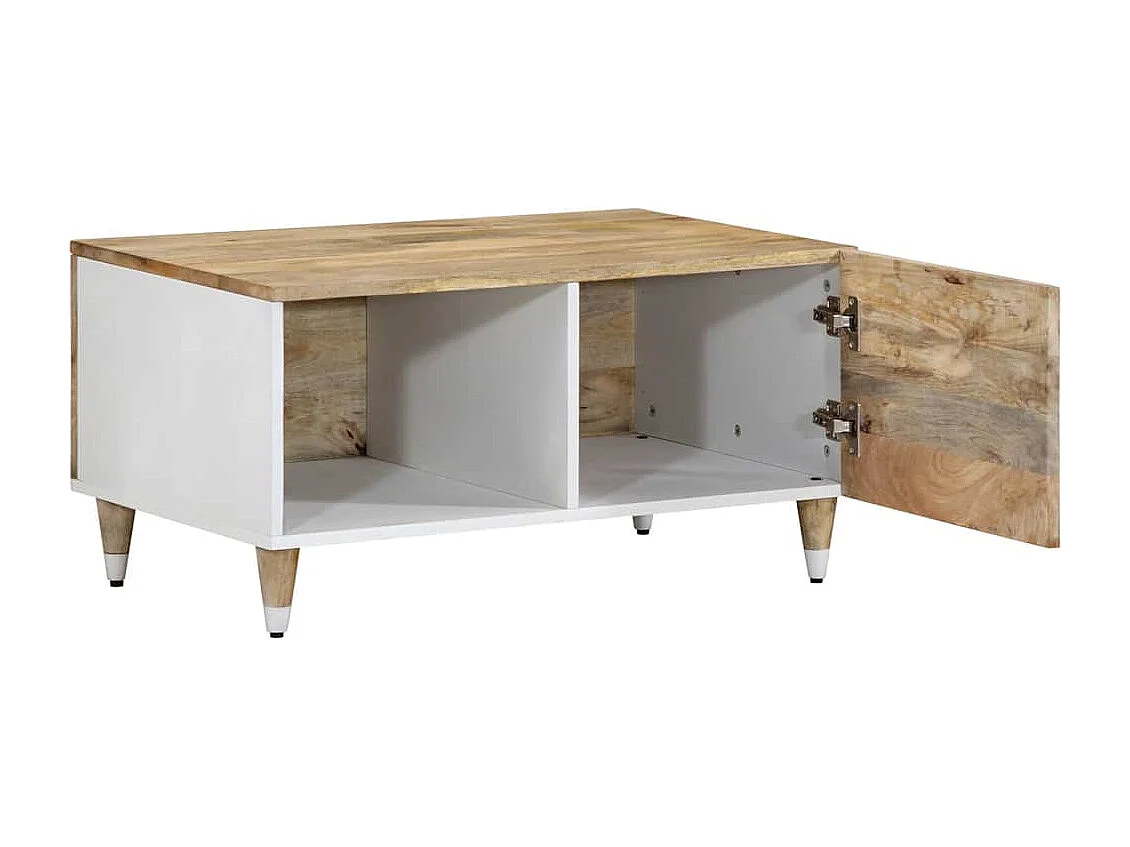 Mesa de centro de madera maciza de mango 80x50x40 cm