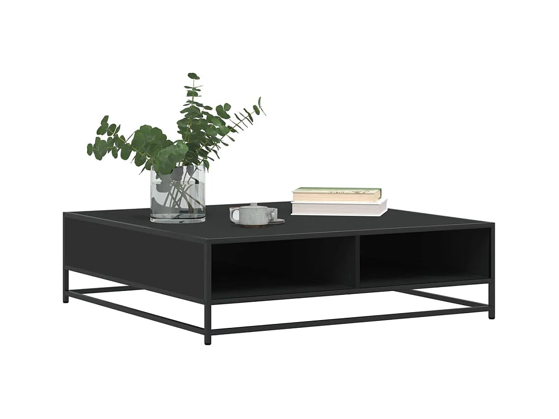 Table basse noir 100x100x30 cm bois d'ingénierie et métal
