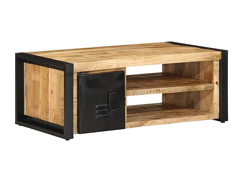 Mesa de centro de madera maciza de mango rugosa 90x50x36 cm