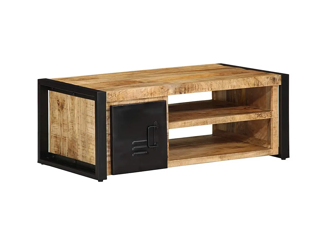 Mesa de centro de madera maciza de mango rugosa 90x50x36 cm