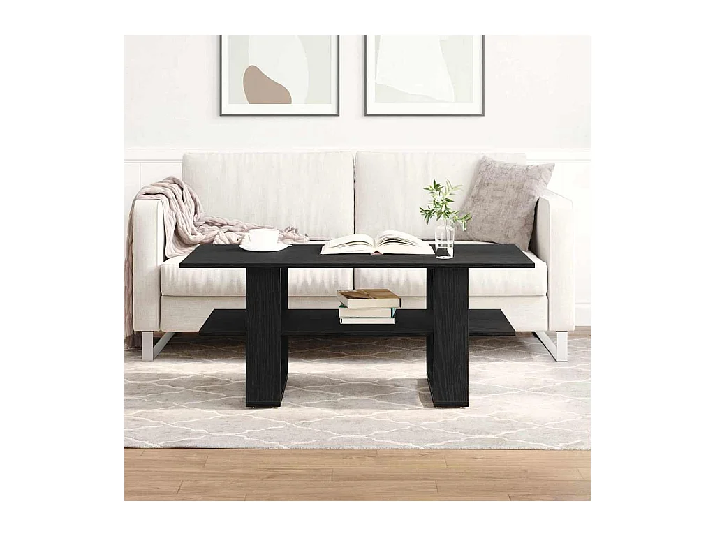 Salontafel Zwart eiken 102 x 55 x 42 cm Bewerkt hout