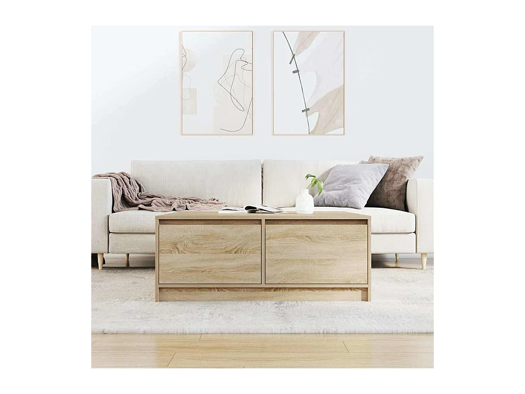 Table basse avec tiroirs chêne sonoma 100x100x40 cm