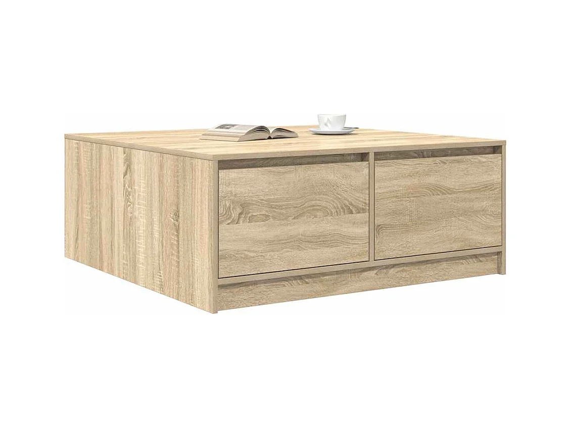 Table basse avec tiroirs chêne sonoma 100x100x40 cm