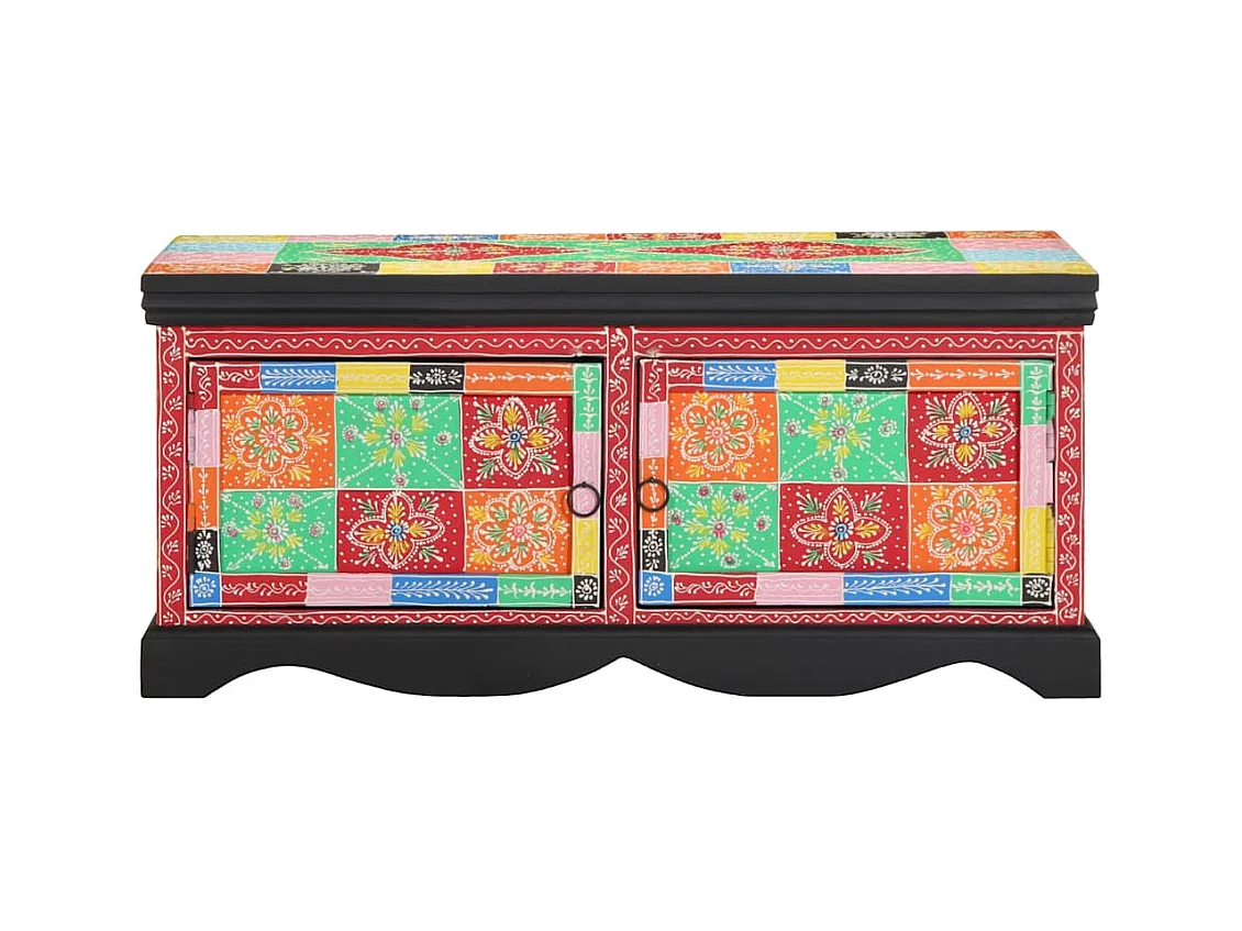 Table basse multicolore 90x50x40 cm bois de manguier massif